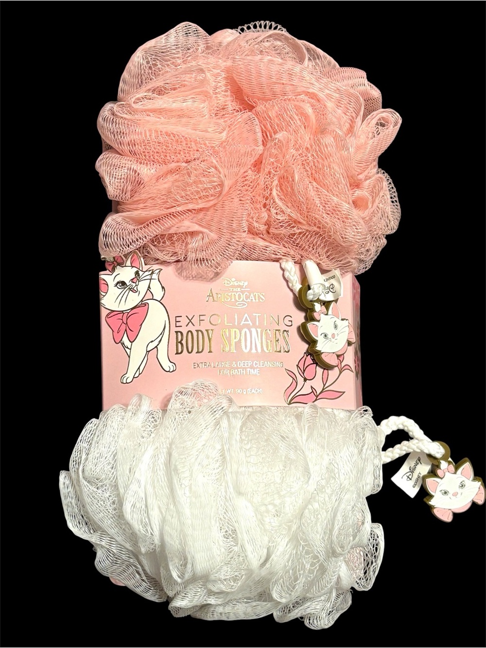 NWT•Disney Aristocats Pink & White XL Exfoliating Body Sponges